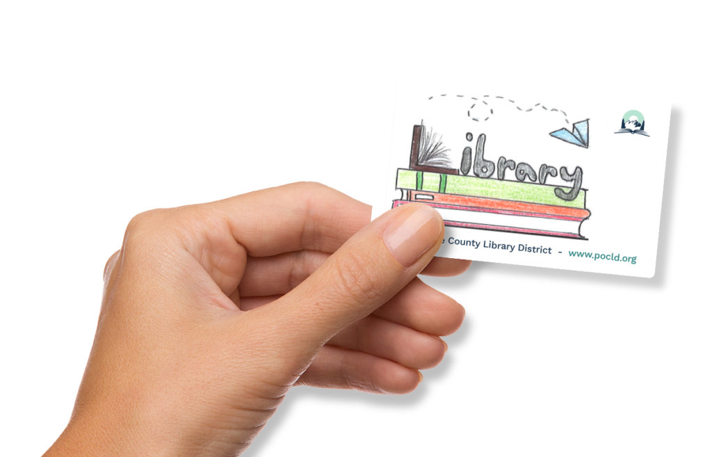 Person holding a Pend Oreille County Library card